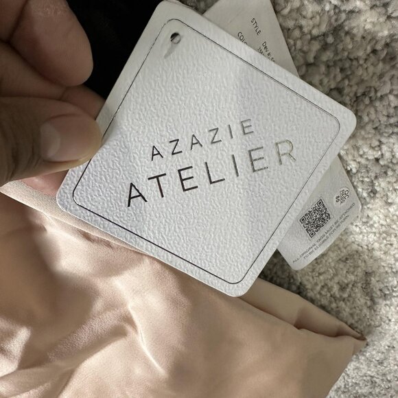 Azazie Atelier Dress Womens 12 Black Blush Pink Joanna Bow Mini Velvet Cocktail - Picture 6 of 10